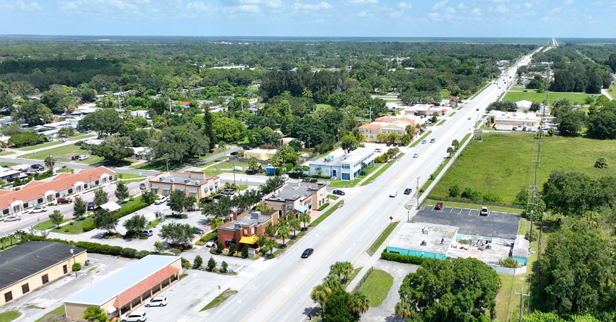 aerial of business hub in Indiantown