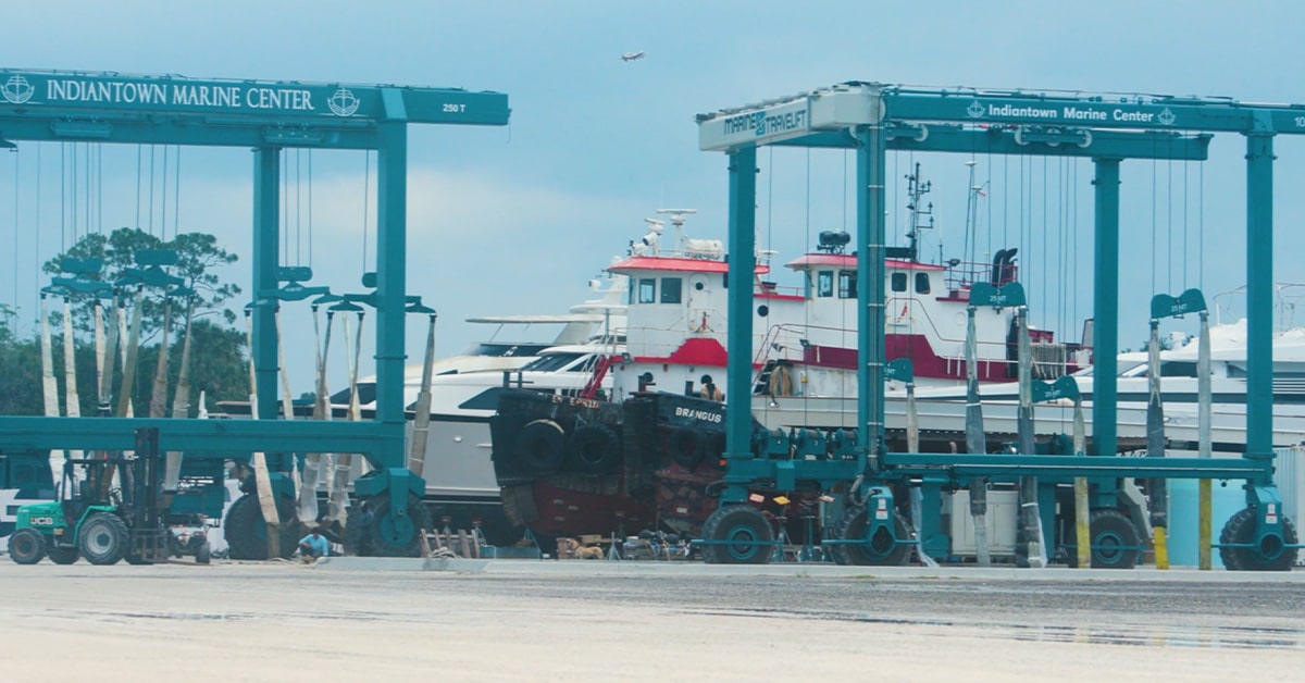 Indiantown Marine Center of a Boat on a dry stack